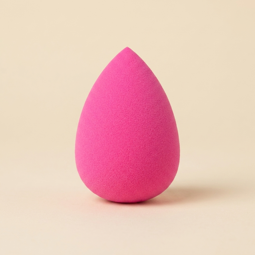 Růžový beauty blender kapkovitého tvaru