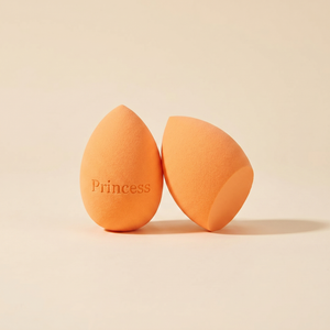 Oranžový beauty blender se zkosením dole s gravírovaným nápisem Princess