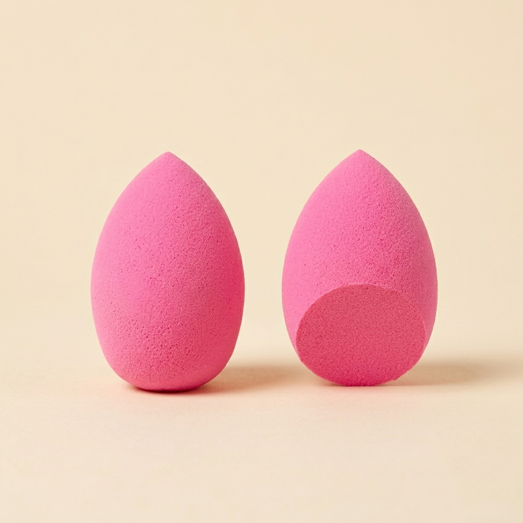 Světle růžový beauty blender se zkosením dole