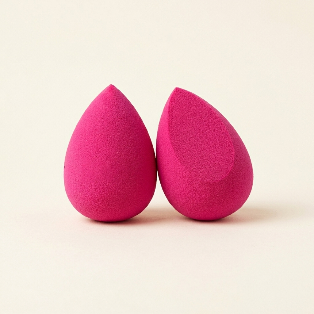 Růžový beauty blender se zkosením nahoře