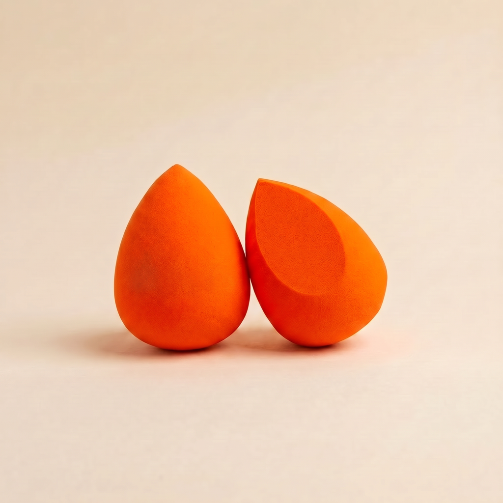 Oranžový beauty blender se zkosením nahoře
