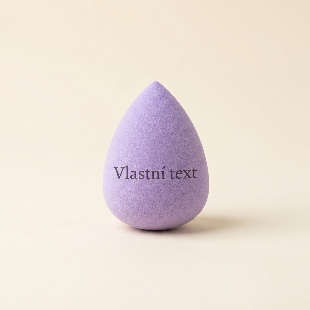 Fialový beauty blender s vlastním gravírovaným textem