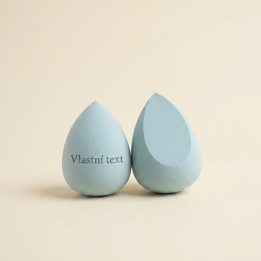 Tyrkysový beauty blender s vlastním gravírováním na míru a zkosením nahoře