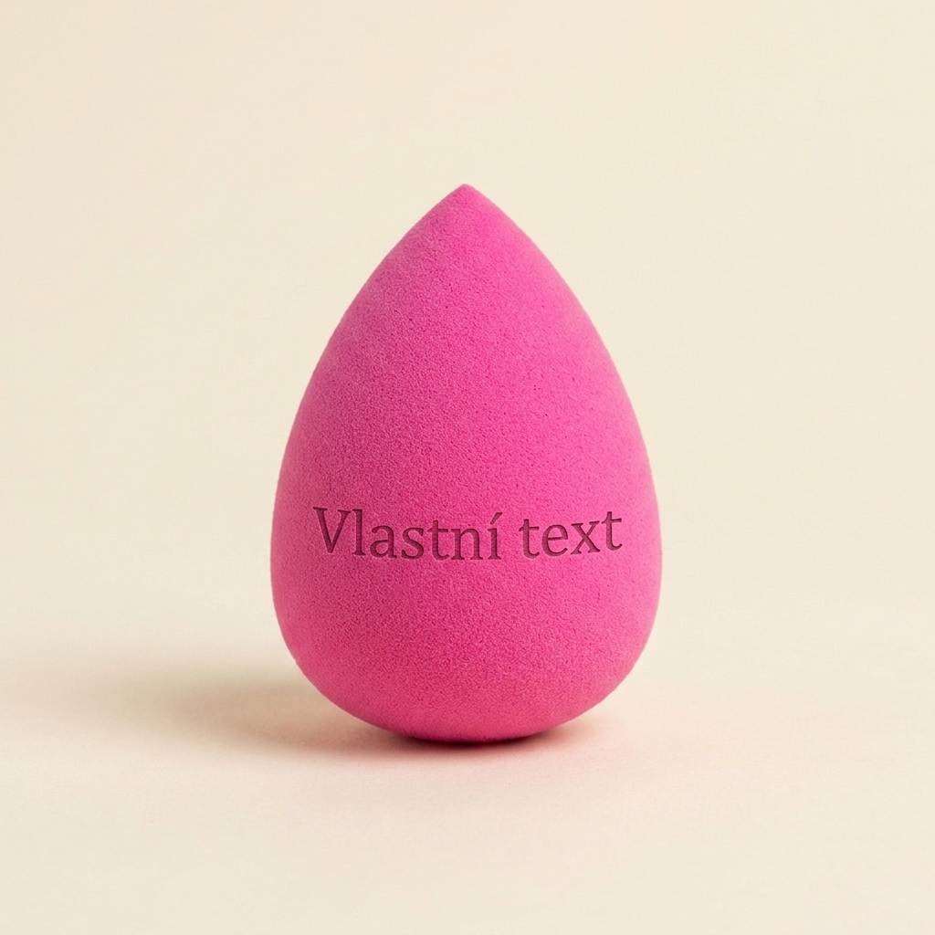 Růžový beauty blender s vlastním gravírovaným textem